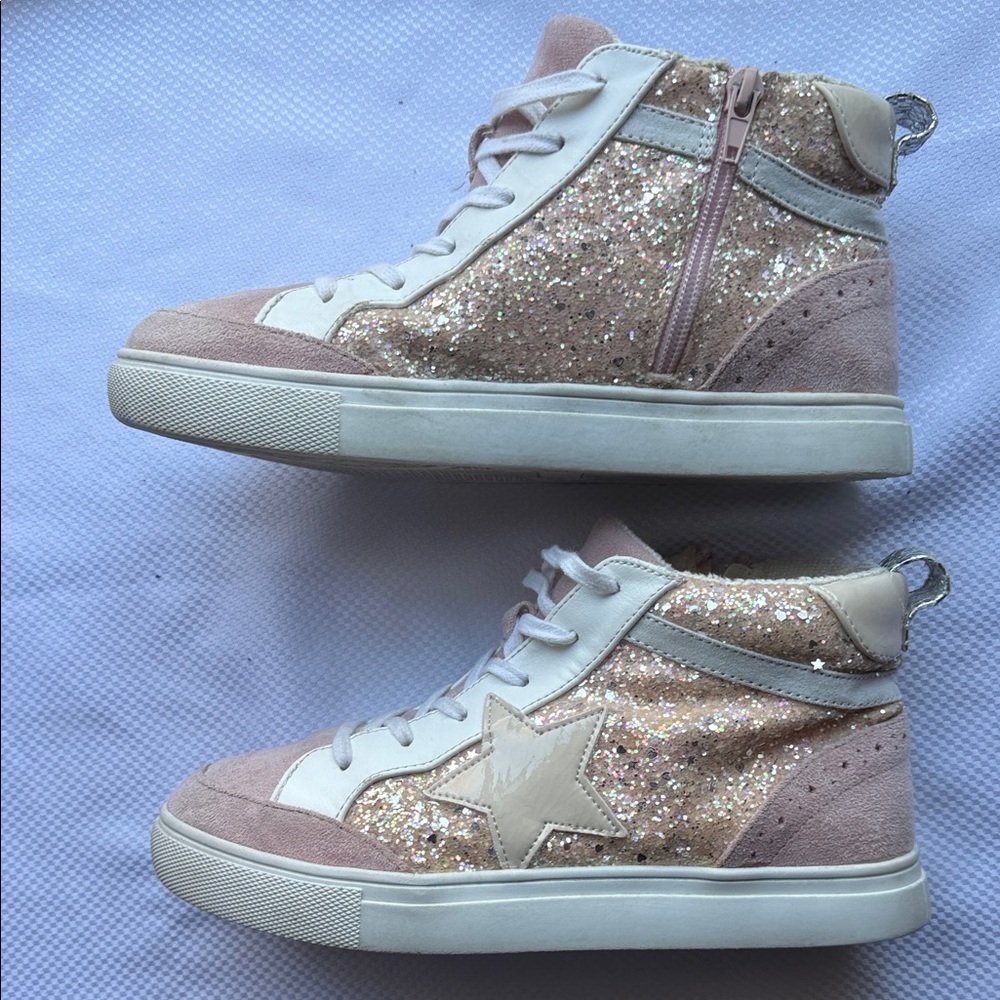 Pink Metallic Hightop Steve Madden Kids Sneakers - Size 4